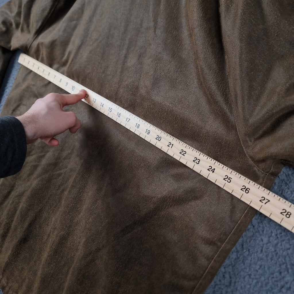 BARBOUR Jacket Mens L Large Brown Olive Weather Worked Beaufort Field Coat A2200