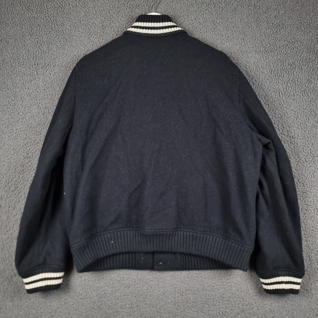LACOSTE Jacket Mens 2XL 56 FR 7 Blue Navy Wool Blend Bomber Varsity Flight