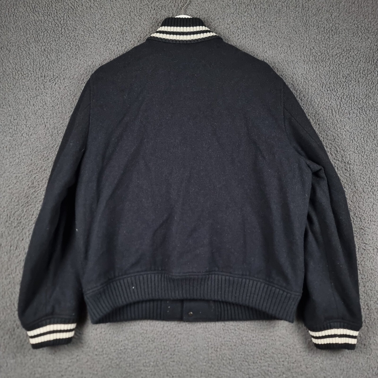 LACOSTE Jacket Mens 2XL 56 FR 7 Blue Navy Wool Blend Bomber Varsity Flight