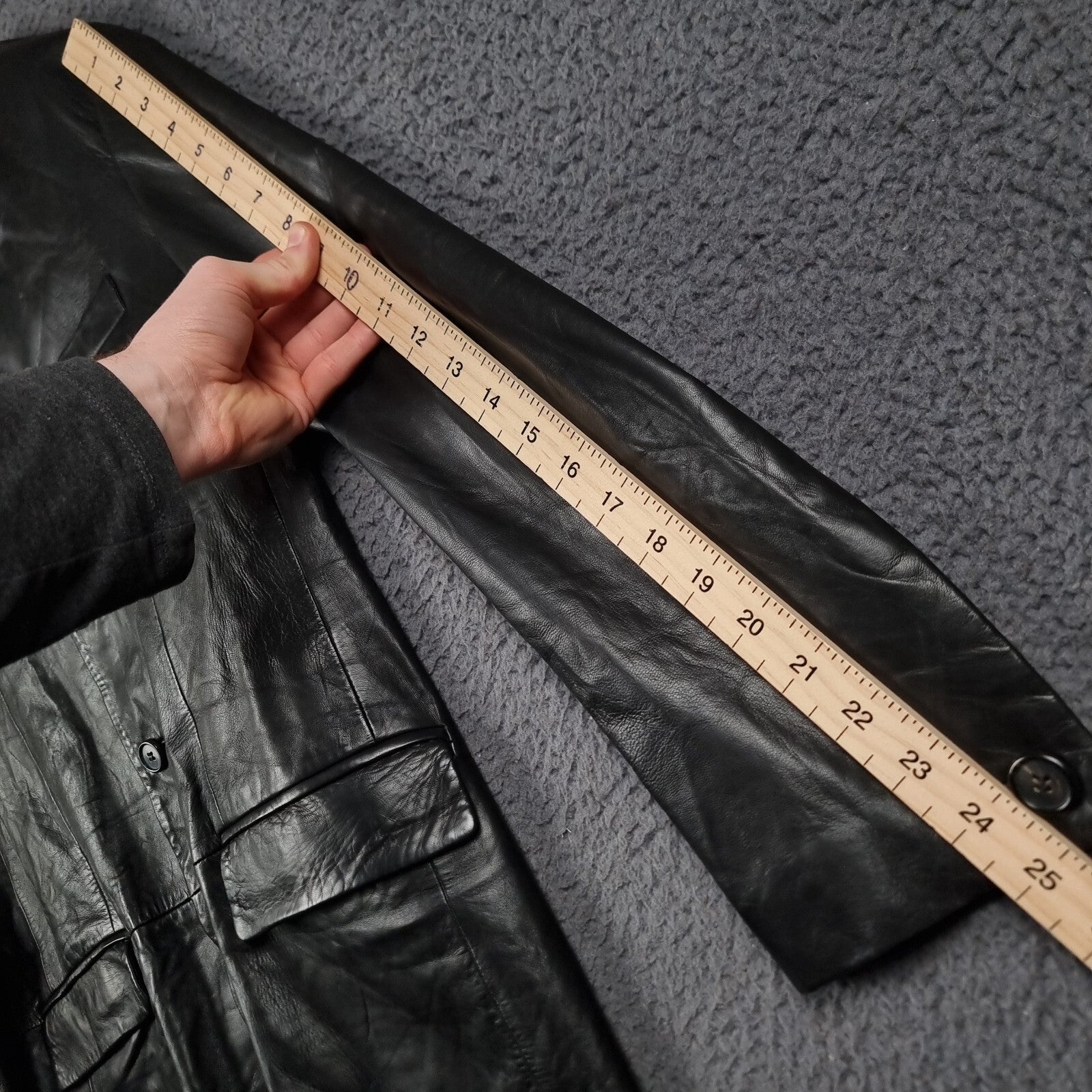 Vintage HUGO BOSS Leather Jacket Men L Large 42 Black Blazer Soft Lambskin Nappa