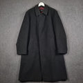 BUGATTI Coat Mens 2XL 52 Black Wool Cashmere Long Trench Overcoat Collared