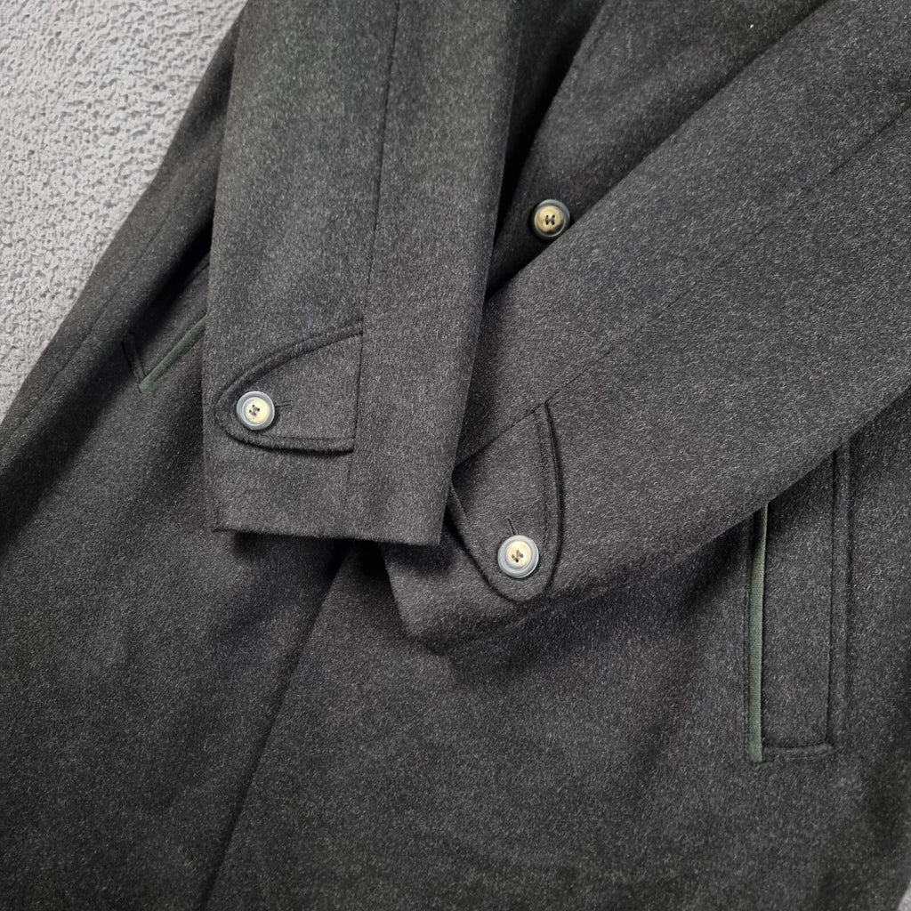 BUGATTI Coat Mens 2XL 27 Black Pischl Alpine Loden Wool Long Trench Overcoat