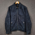 TED BAKER Genuine Leather Jacket Men XL 5 Blue Suede Trucker Zip NEW RRP £400