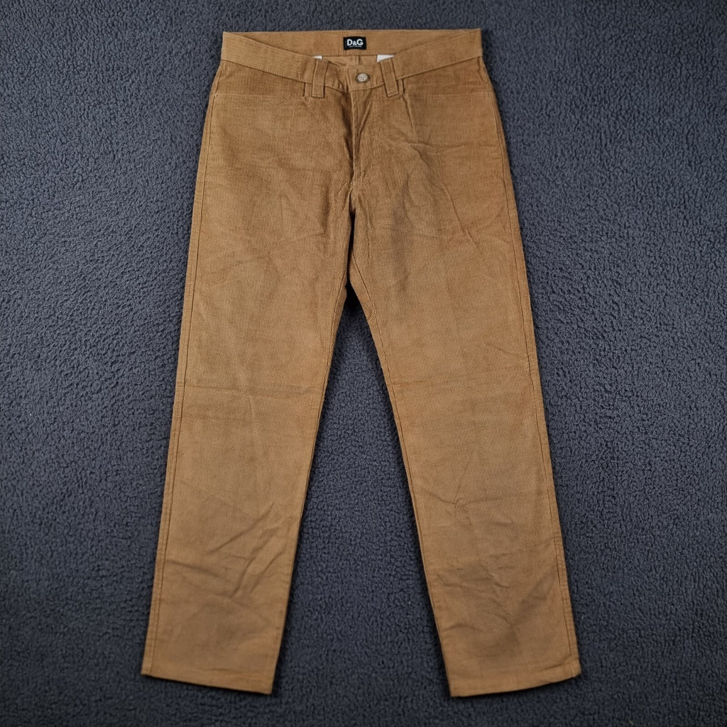 DOLCE & GABBANA Trousers Mens W32 L30 Brown Corduroy Cord 100% Cotton Italy Made