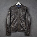 SUPERDRY Leather Jacket Mens M Medium Brown Racer Biker Bomber Zip Real Hero