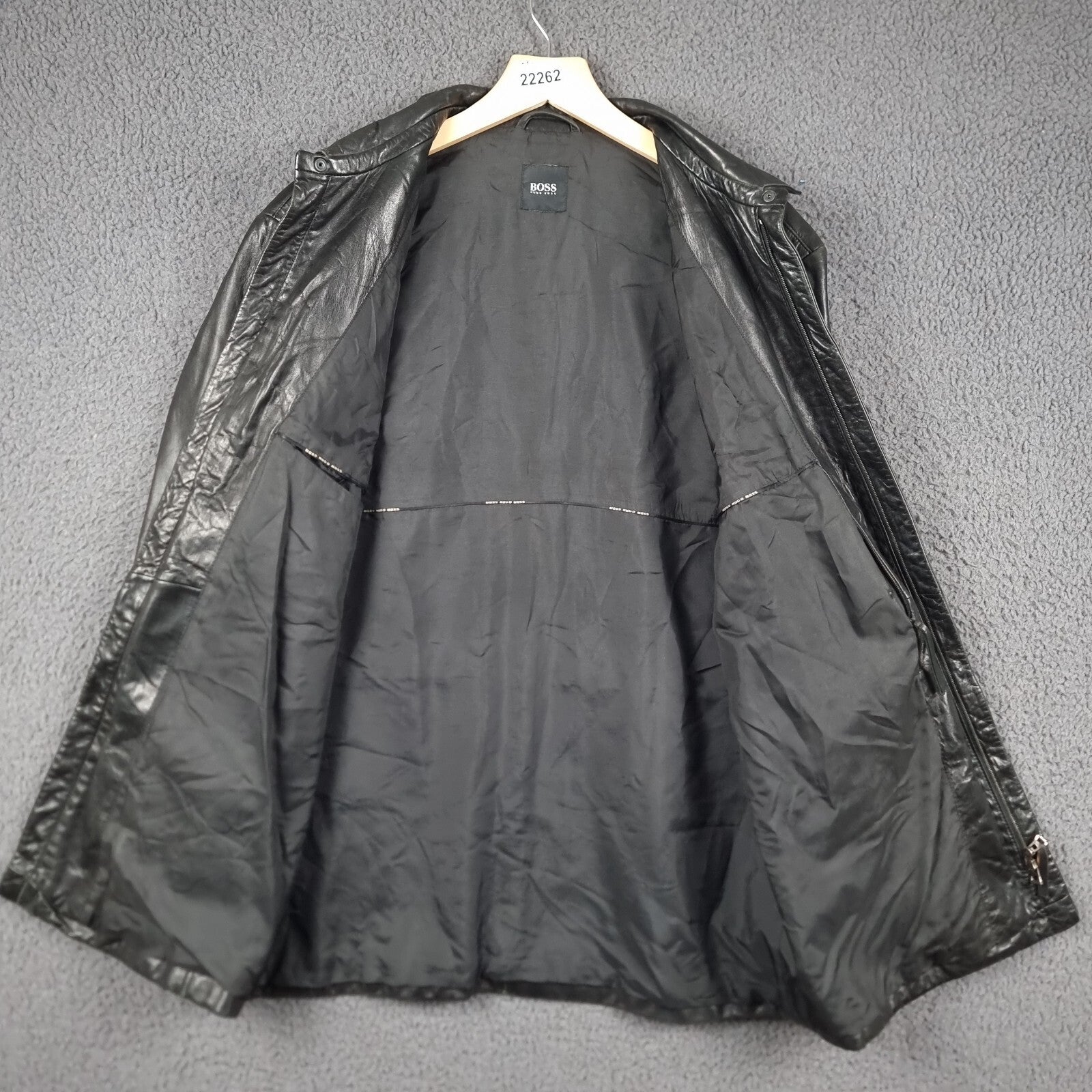 Vintage HUGO BOSS Leather Jacket Mens L Large 40 Black Soft Lambskin Nappa 90s