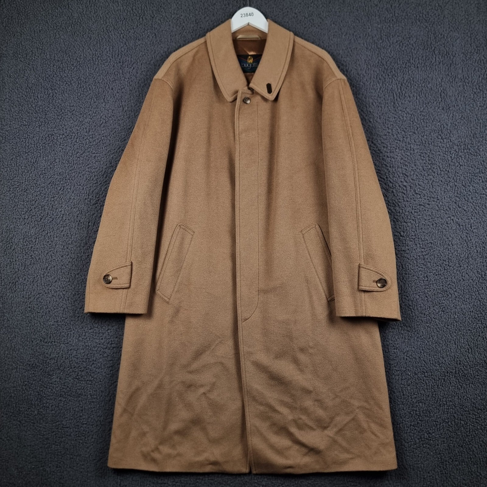 BUGATTI Coat Mens 2XL 27 Camel Calw Lambswool 30% Camelhair Long Overcoat
