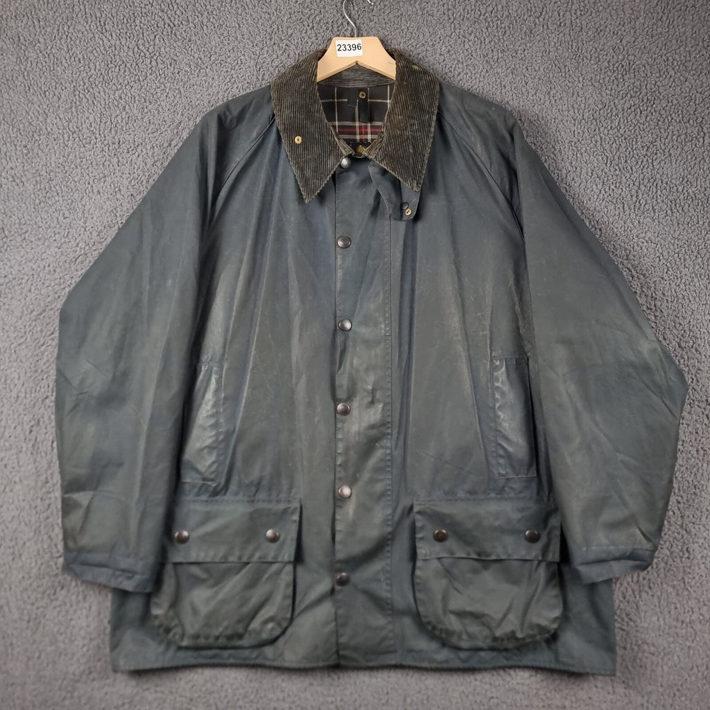 Vintage BARBOUR Beaufort Jacket Mens C48 2XL Navy Wax Waxed Field Coat A155 90s