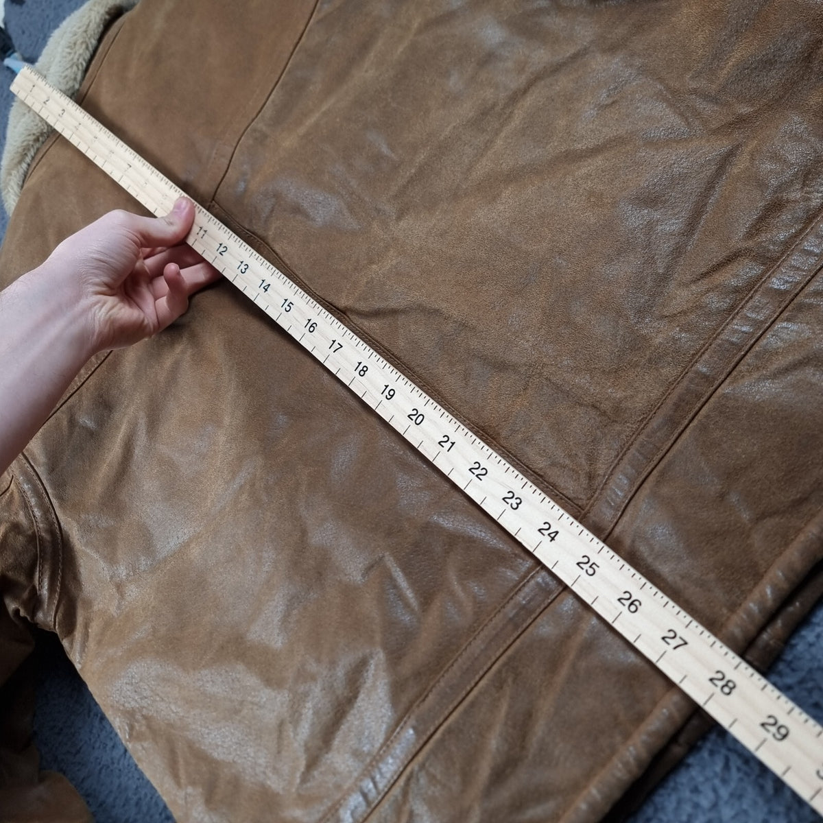 Vintage Leather Flight Jacket Men L Large Brown B3 Bomber Aviator Faux Shearling