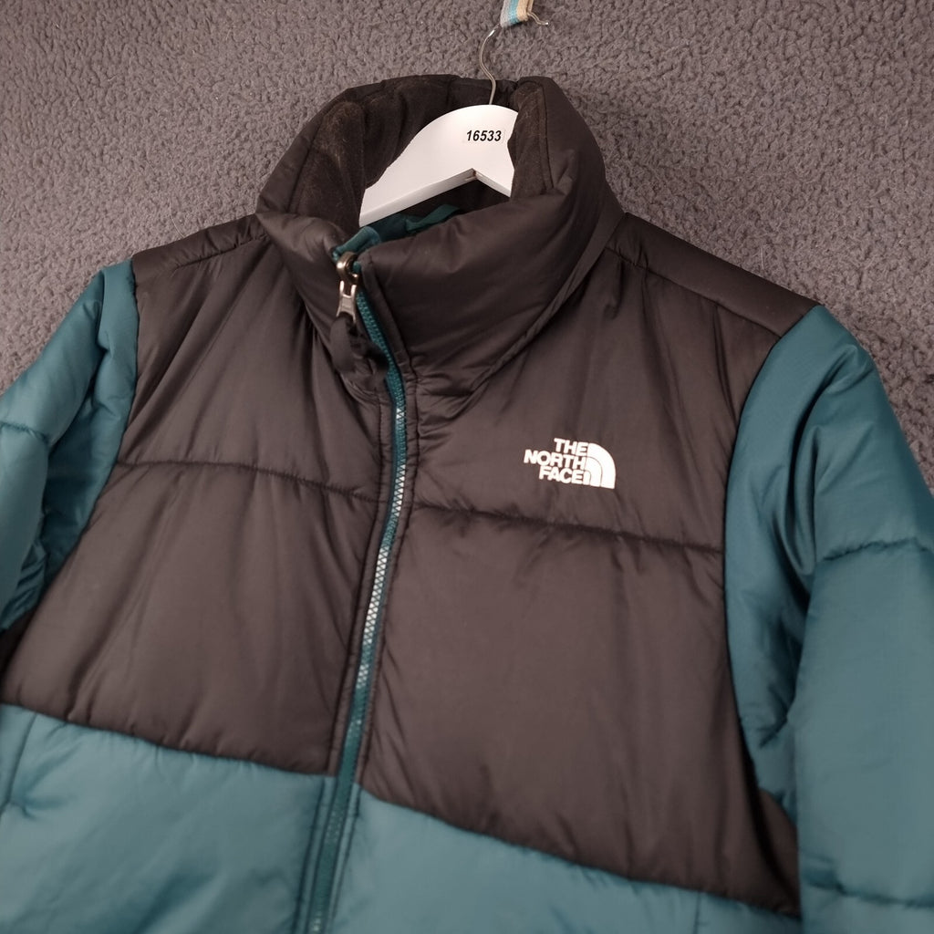 THE NORTH FACE Jacket Womens M Medium Green Black Saikuru Puffer Insulated Zip