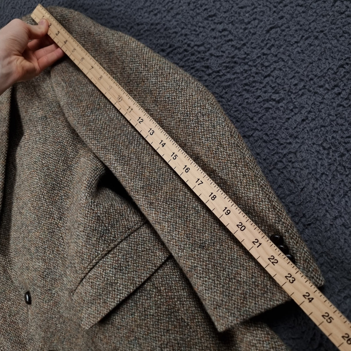 Brook Taverner Harris Tweed Blazer Jacket Mens 42S Brown 100% Wool Sport Coat