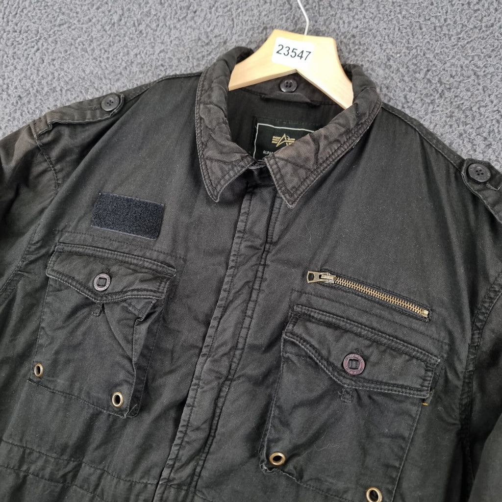 Vintage Alpha Industries Jacket Mens XL Black M65 Military Field Coat Canvas