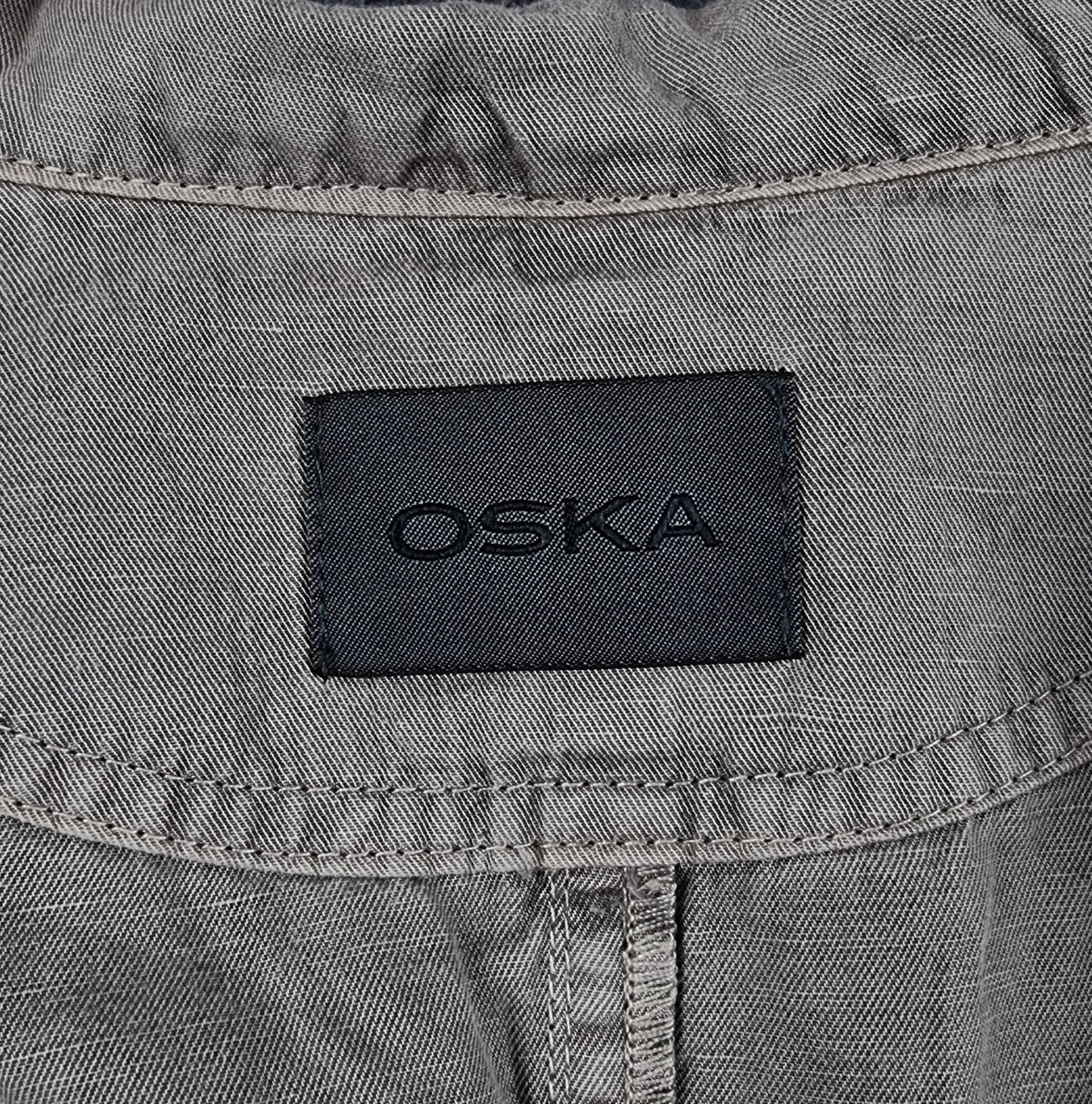 OSKA Jacket Womens Size 3 UK 14 16 Beige Linen Blend Button Trench Coat Collared