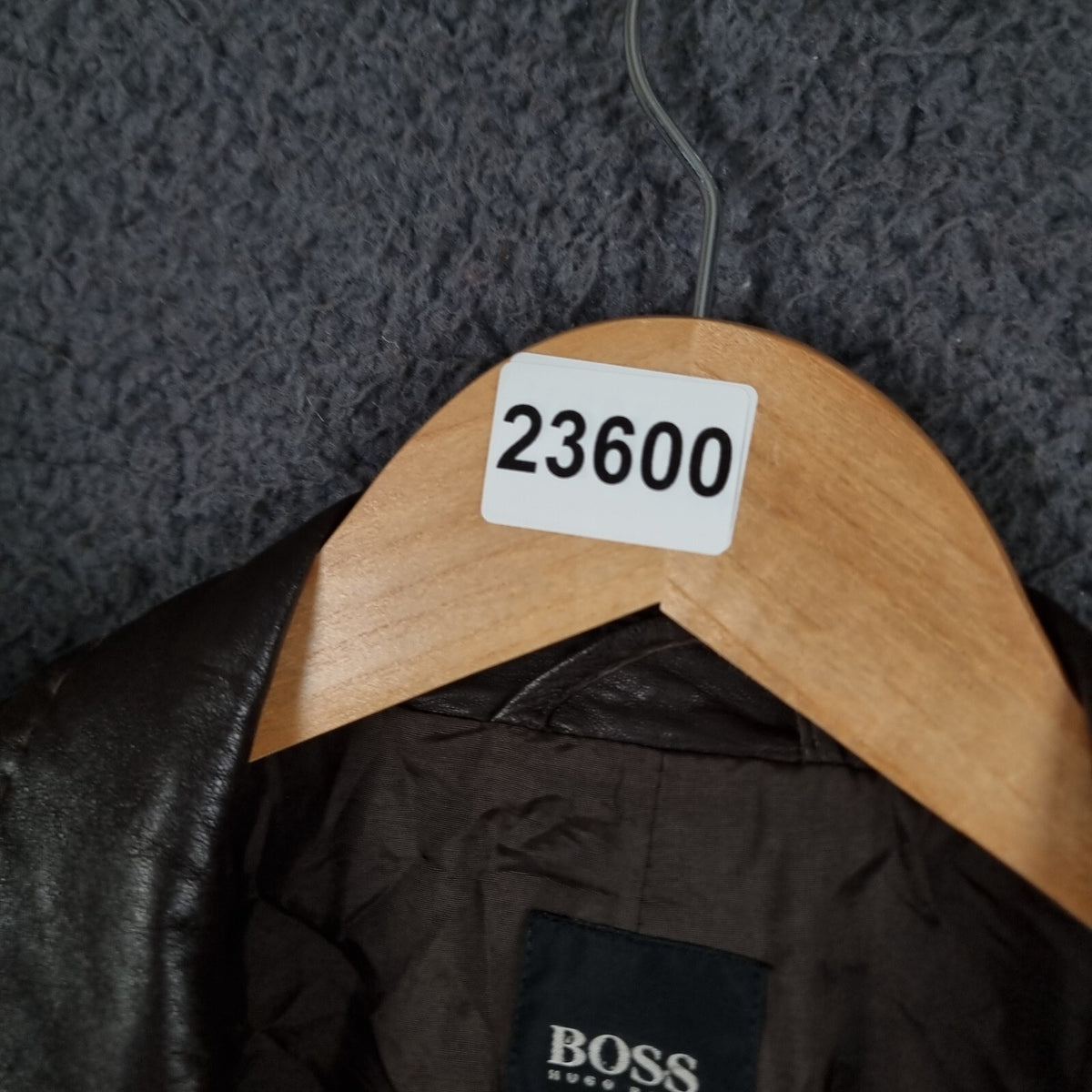 Vintage HUGO BOSS Leather Jacket Men L Large 42 Brown Blazer Soft Lambskin Nappa