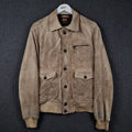 Vintage HUGO BOSS Leather Jacket Mens L Large 42 Brown Lambskin Bomber Flight A2