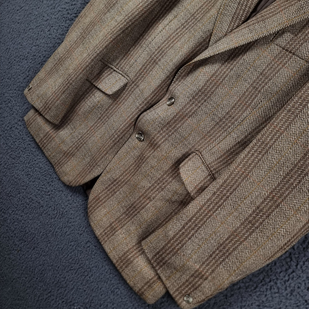 Vintage CAMPBELL'S OF BEAULY Jacket Mens 42 Brown Check Gurtex 100% Wool Tweed