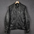 REPLAY Leather Jacket Mens XL Black Biker Racer Soft Sheep Lambskin Full Zip