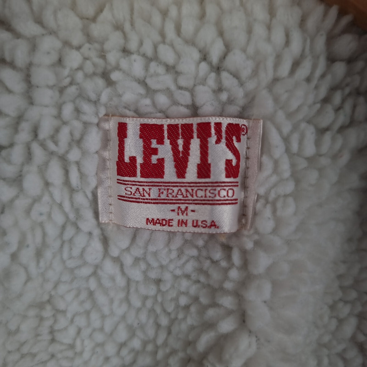 Vintage Levi's Sherpa Jacket Mens M Blue Trucker Acid Wash USA Made 80s Snap