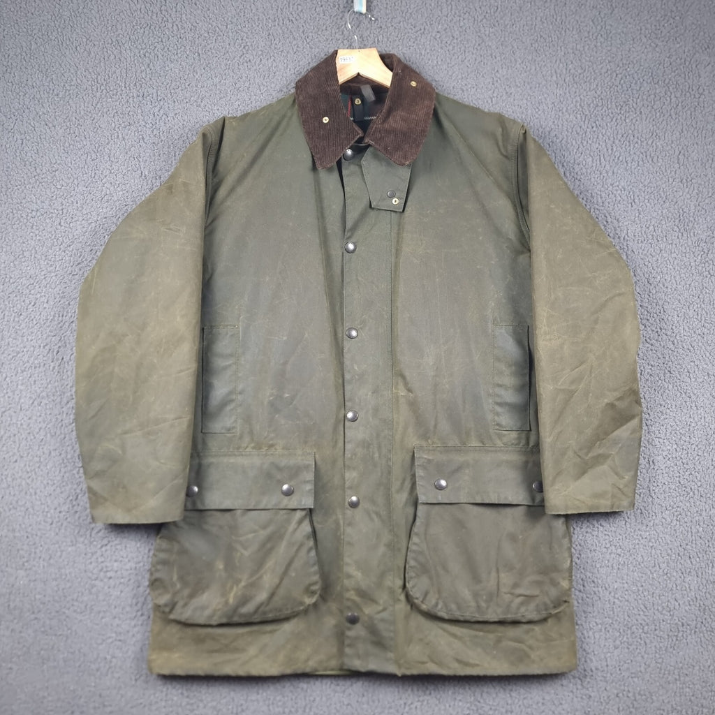 Vintage BARBOUR Northumbria Jacket Mens L C42 A400 Sage Wax Waxed Coat 80s 1987