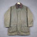 Vintage BARBOUR Northumbria Jacket Mens L C42 A400 Sage Wax Waxed Coat 80s 1987
