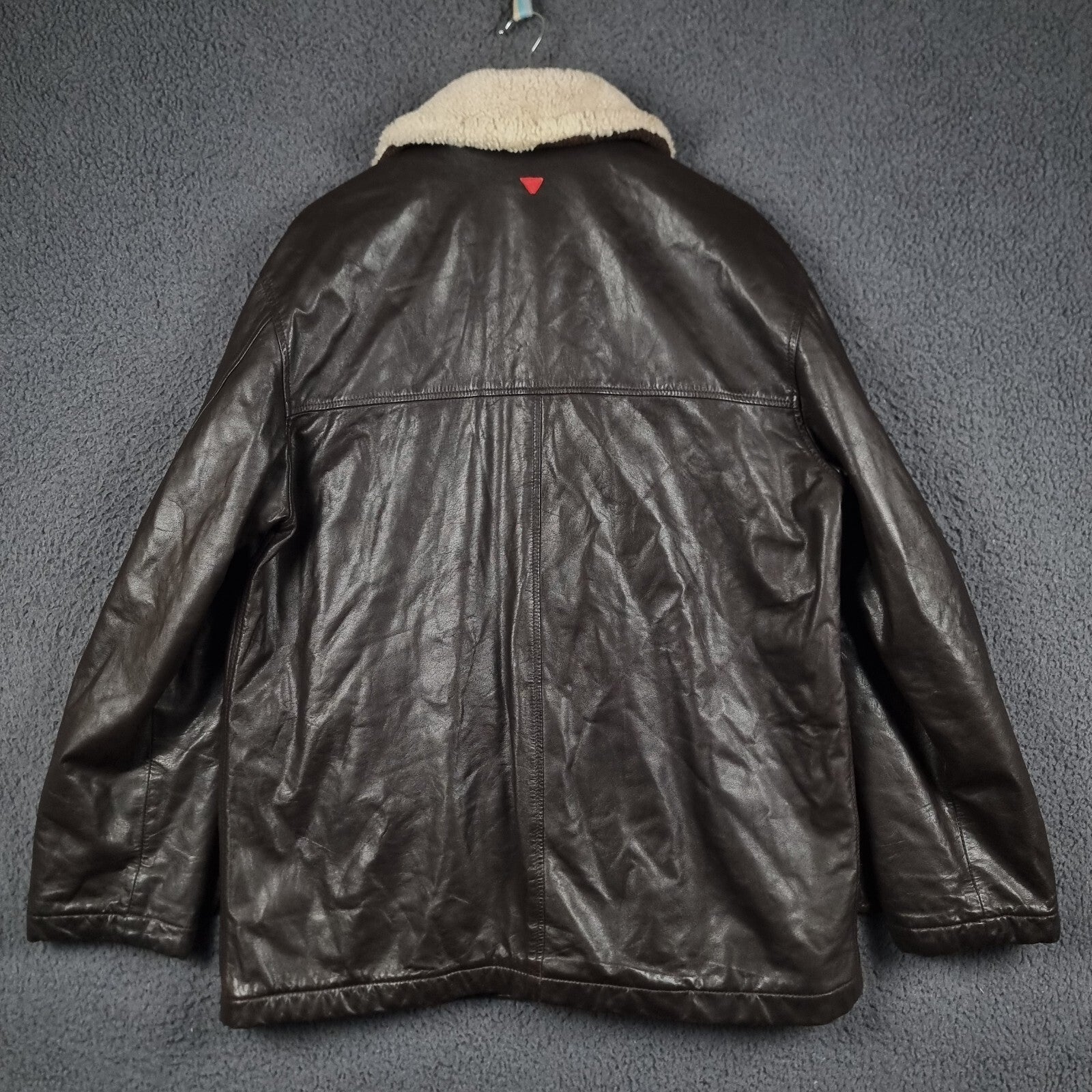 Vintage ICEBERG Leather Jacket Mens L Large 40 Brown Shearling Collar Wool Lined