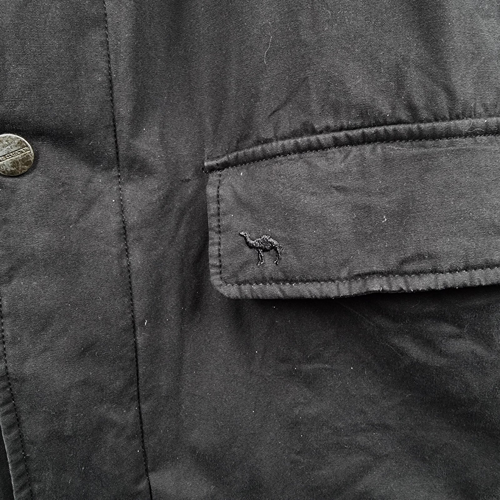 Vintage CAMEL COLLECTION Jacket Mens 2XL 48 Black Barn Field Coat Cotton Canvas