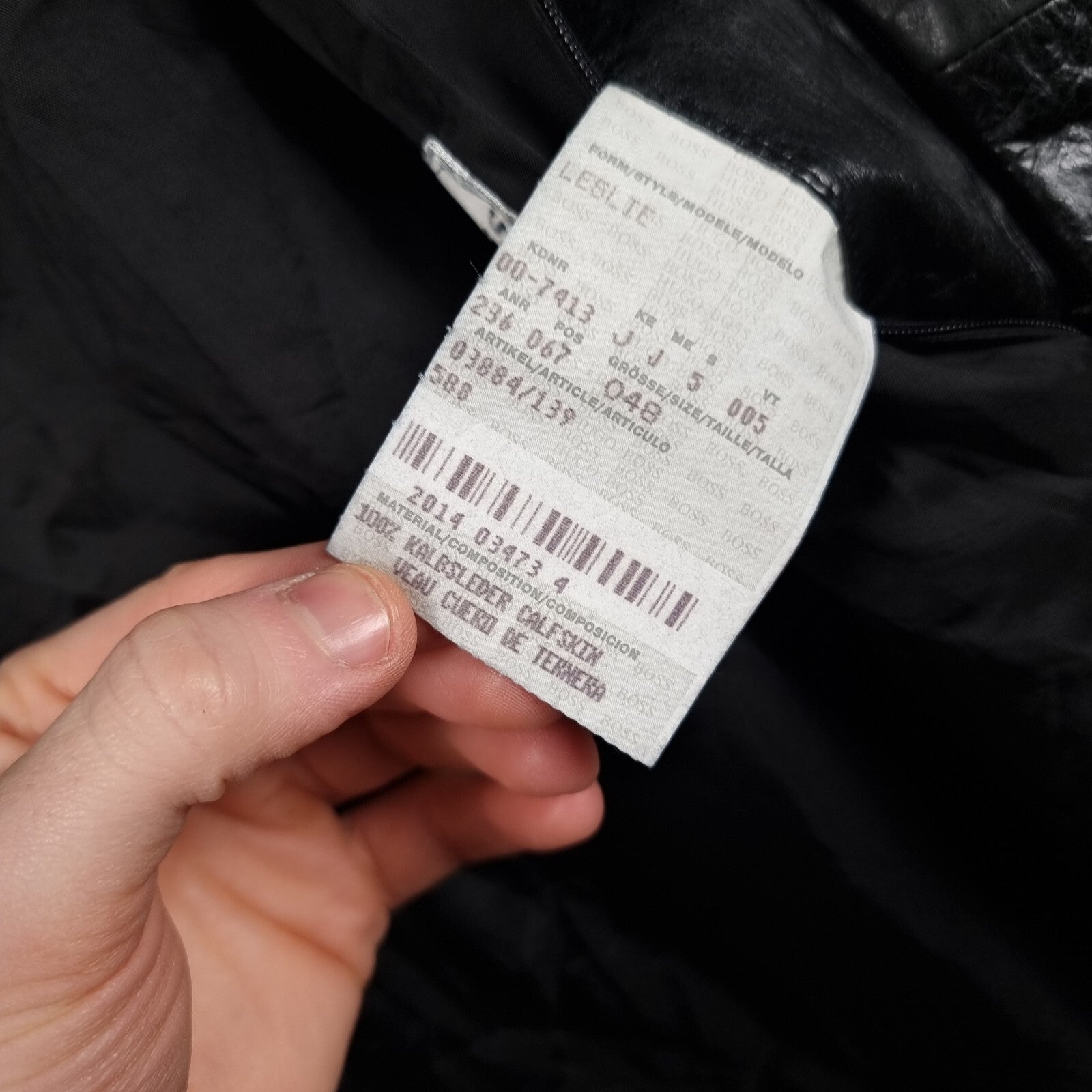 Vintage HUGO BOSS Leather Jacket Mens M Medium 38 Black Calfskin Nappa Soft 90s