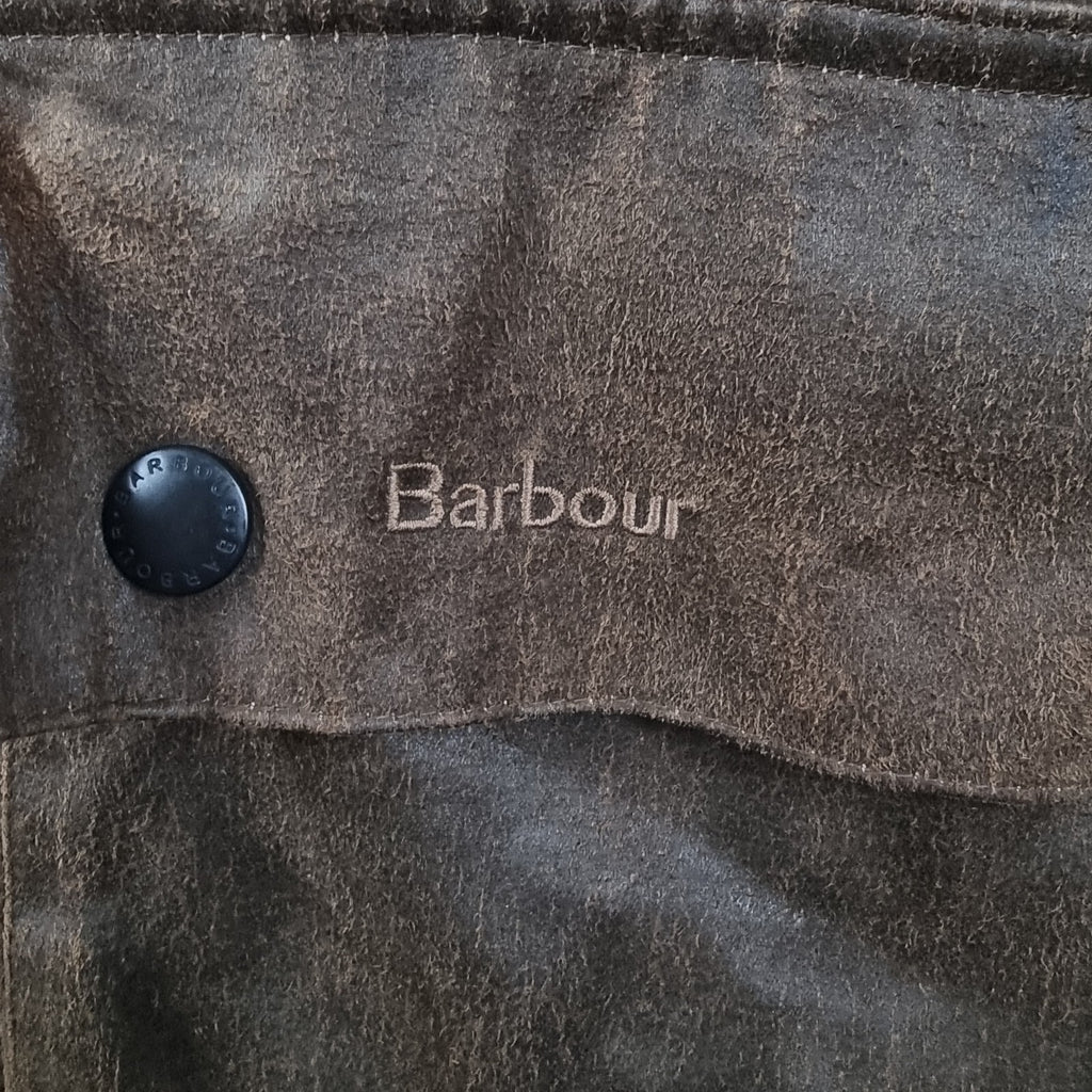 BARBOUR Jacket Mens L Large Brown Olive Weather Worked Beaufort Field Coat A2200