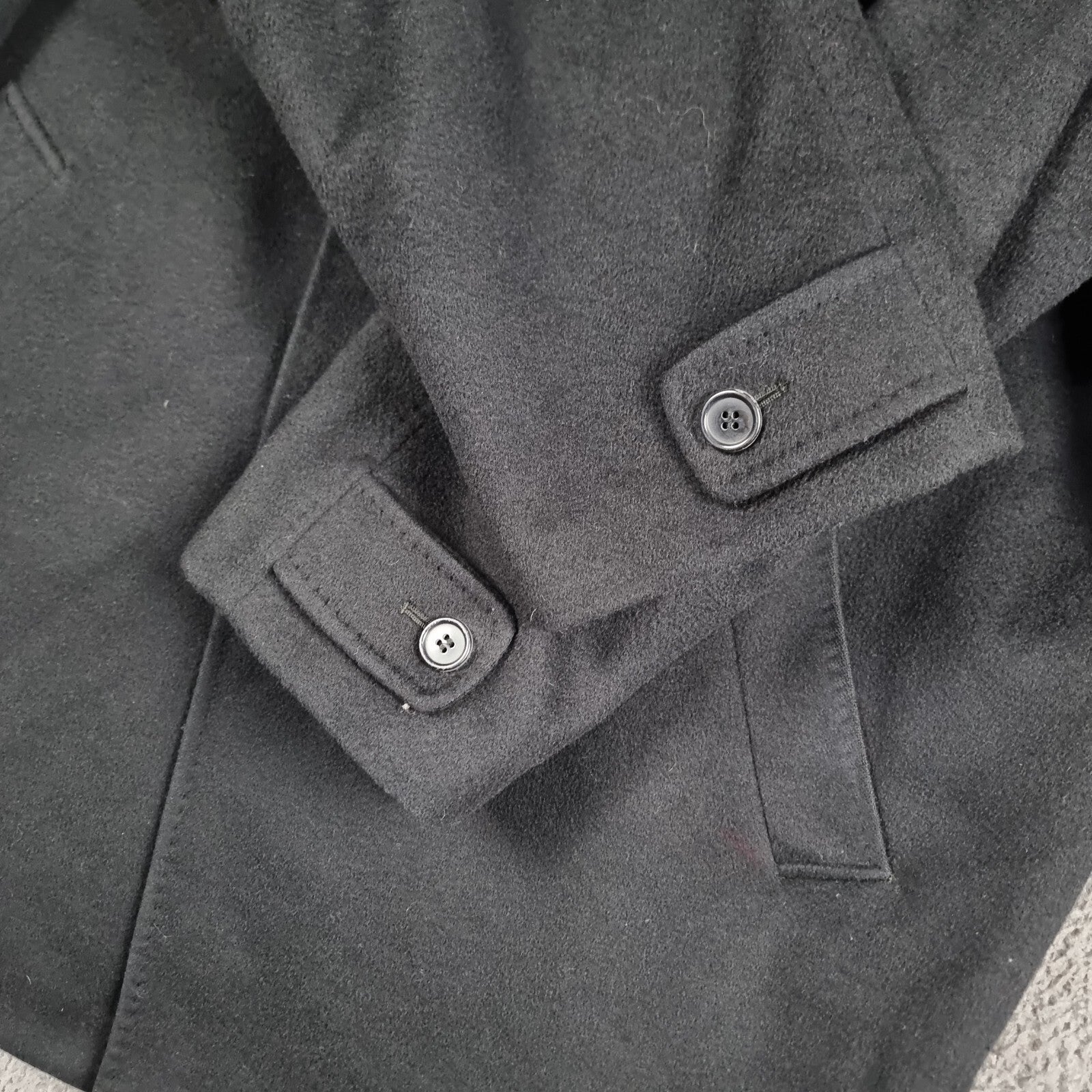 ERMENEGILDO ZEGNA Coat Mens 44 XL Navy Wool & Cashmere Long Trench Overcoat