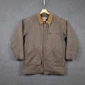 Vintage LL Bean Jacket Mens L Large Green Barn Field Coat Wool Liner Wax Canvas