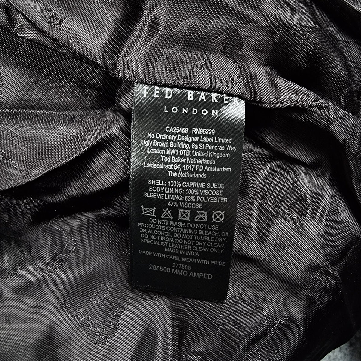 TED BAKER Genuine Leather Jacket Men XL 5 Blue Suede Trucker Zip NEW RRP £400