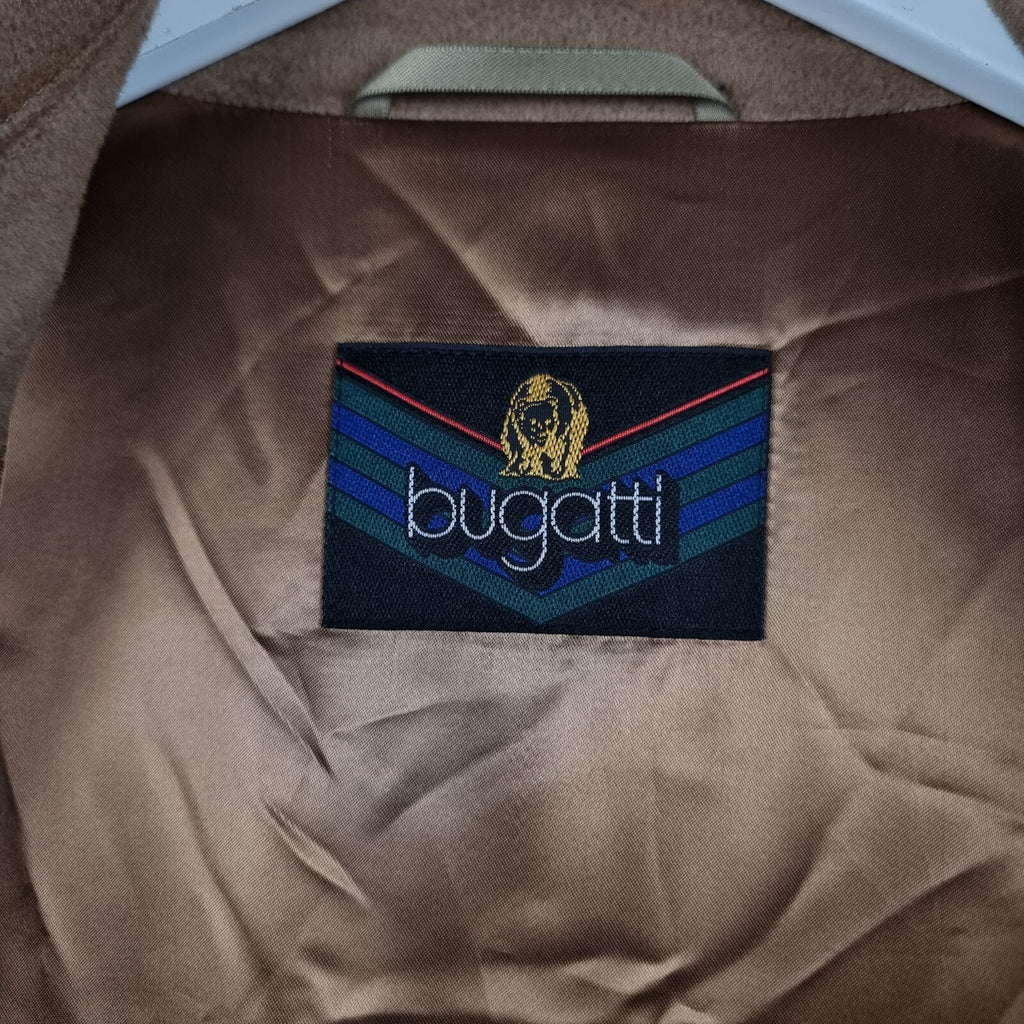 BUGATTI Coat Mens 2XL 27 Camel Calw Lambswool 30% Camelhair Long Overcoat