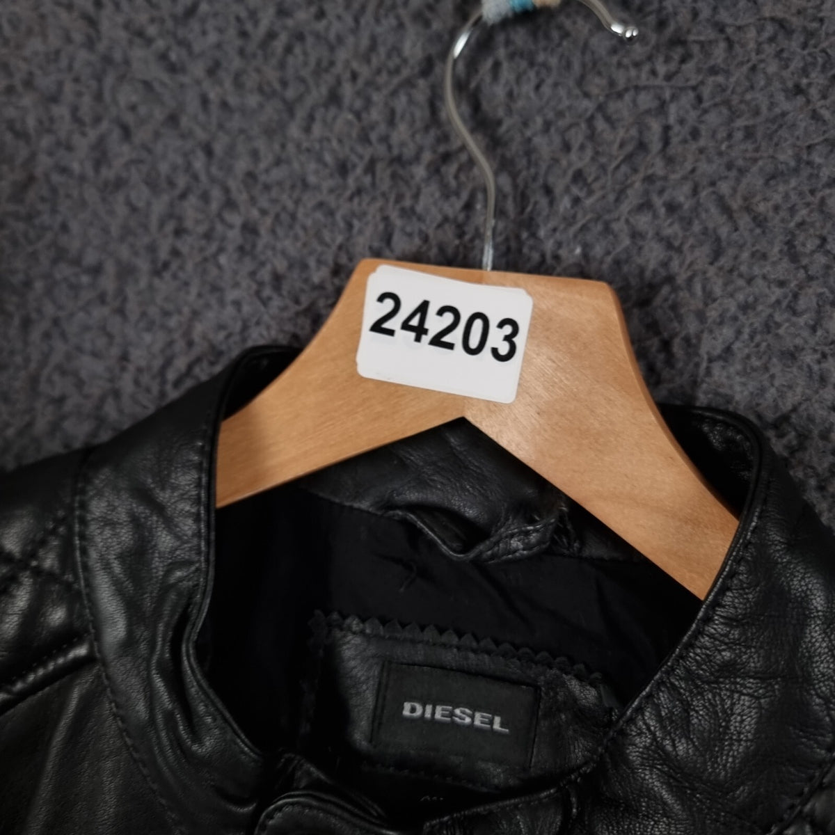 Diesel Leather Jacket Mens XL Black Soft Sheepskin Racer Biker Moto Full Zip