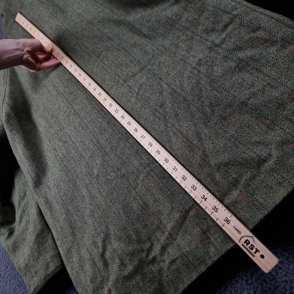 JOHN BROCKLEHURST Jacket Mens L Large Green Check Tweed 100% Wool Shooting Coat