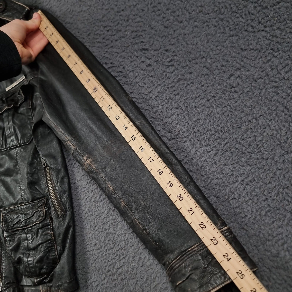 SUPERDRY Leather Jacket Mens L Large Brown Brad Distressed Biker Motorcycle