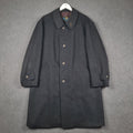 BUGATTI Coat Mens 2XL Black Alpen Loden Wool Long Trench Overcoat Collared