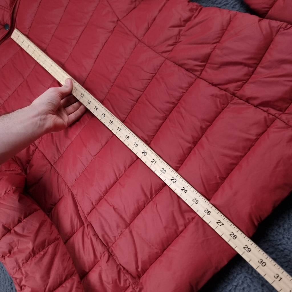 BARBOUR Jacket Womens UK 18 Red Housesteads Quilt Fibre Down Parka Puffer Fur