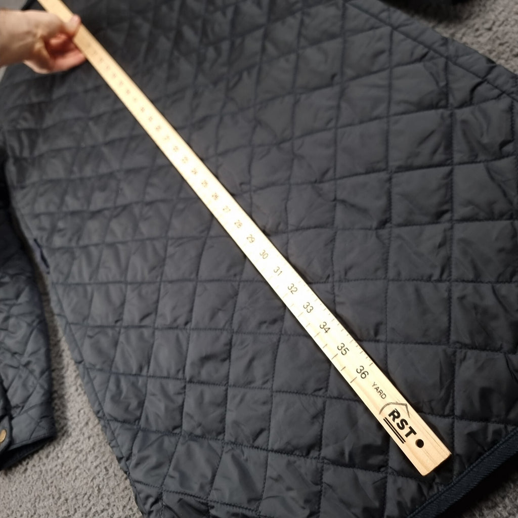 Vintage RALPH LAUREN Jacket Womens S Small Navy Long Quilted Coat Collared 90s