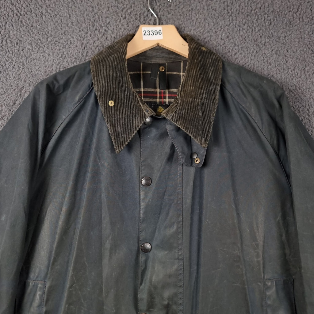 Vintage BARBOUR Beaufort Jacket Mens C48 2XL Navy Wax Waxed Field Coat A155 90s