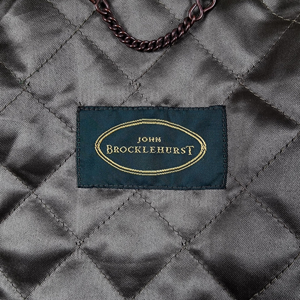 JOHN BROCKLEHURST Jacket Mens L Large Green Check Tweed 100% Wool Shooting Coat