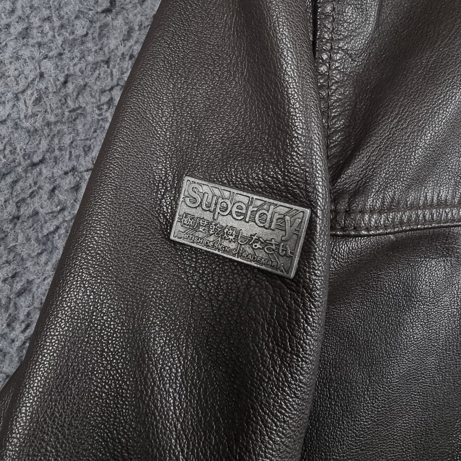 Superdry Leather Jacket Mens L Large Brown Hero Benjamin Biker Bomber Motorcycle