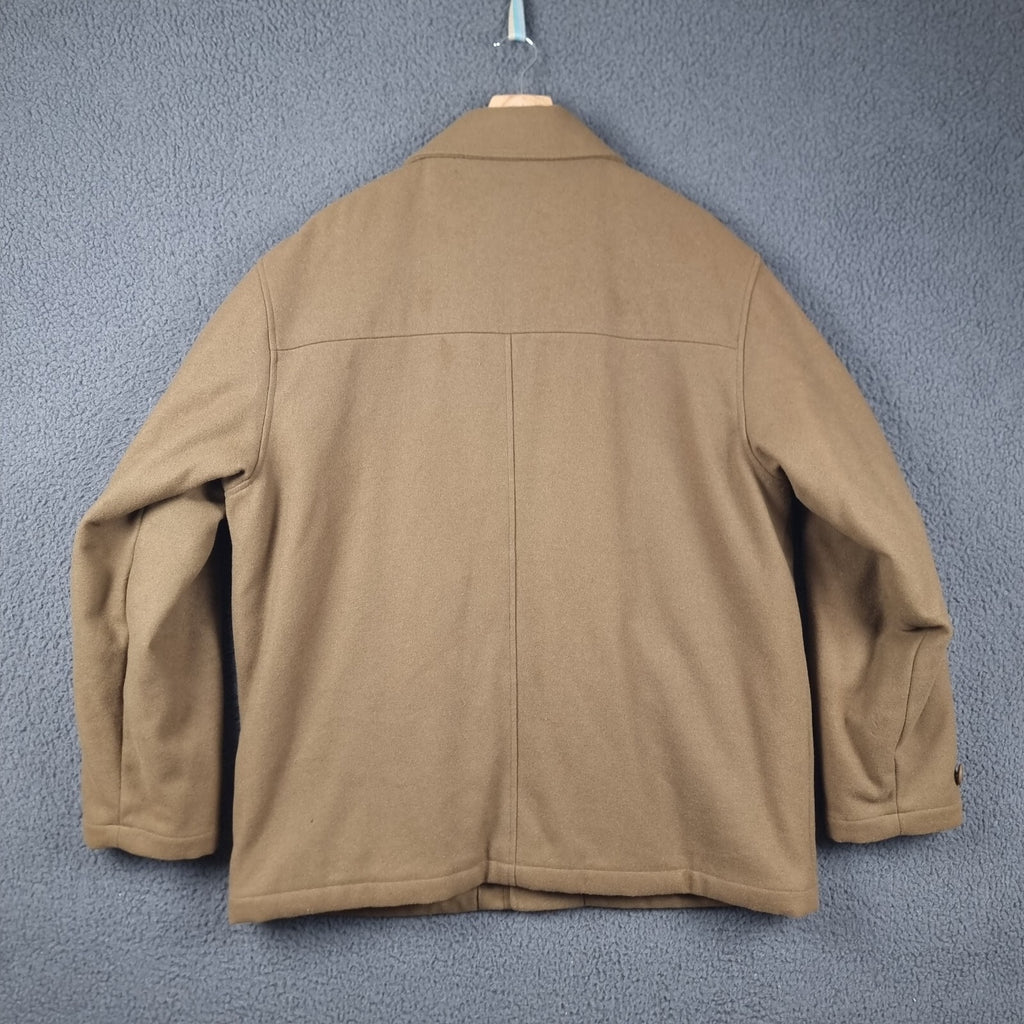Vintage Timberland Jacket Mens L Brown Wool Coat Overcoat Insulated Collared 2002 Y2K
