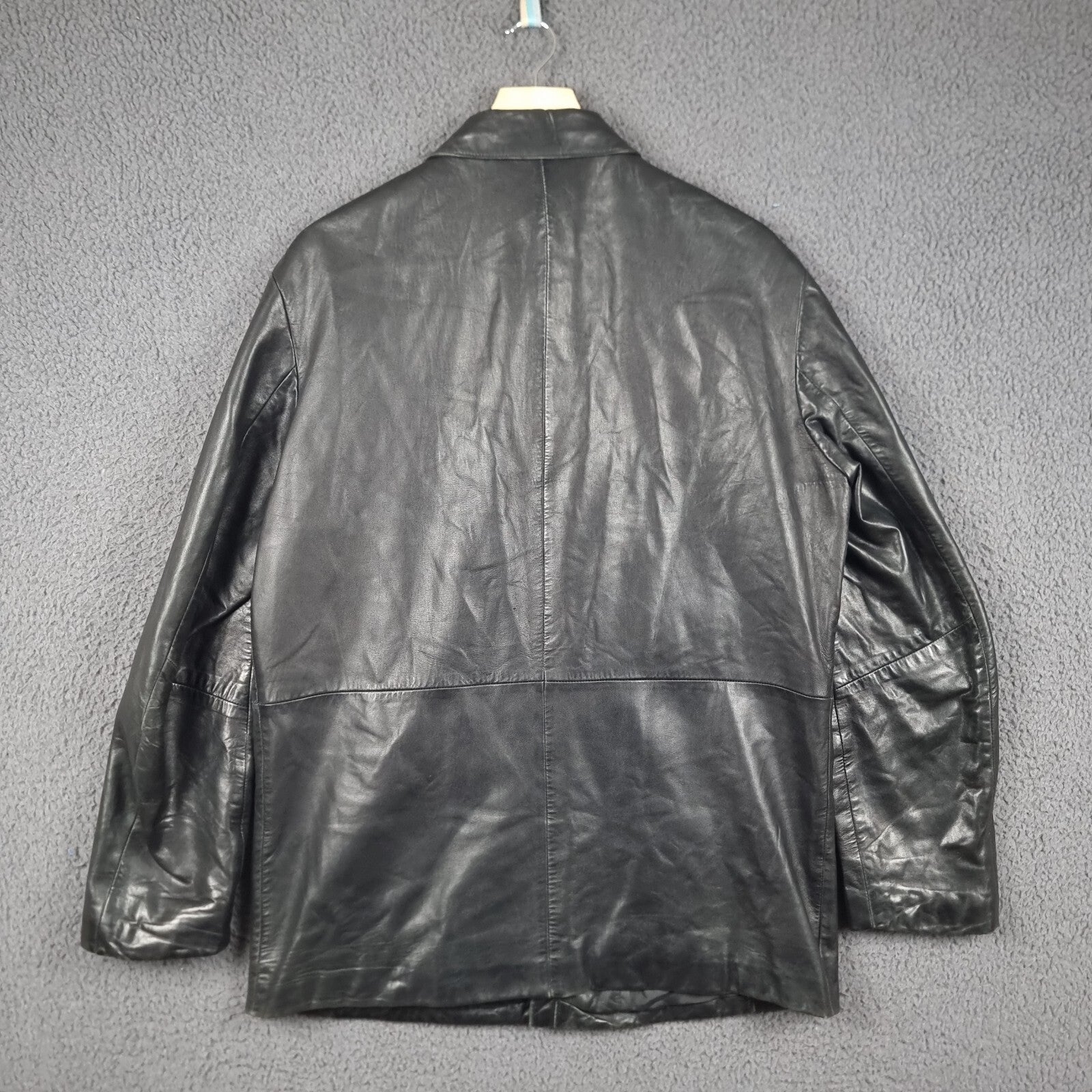 Vintage HUGO BOSS Leather Jacket Mens L Large 40 Black Soft Lambskin Nappa 90s