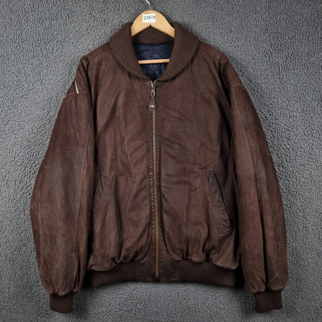 Vintage ICEBERG x DISNEY Genuine Leather Jacket Mens XL 44 Jiminy Cricket 90s