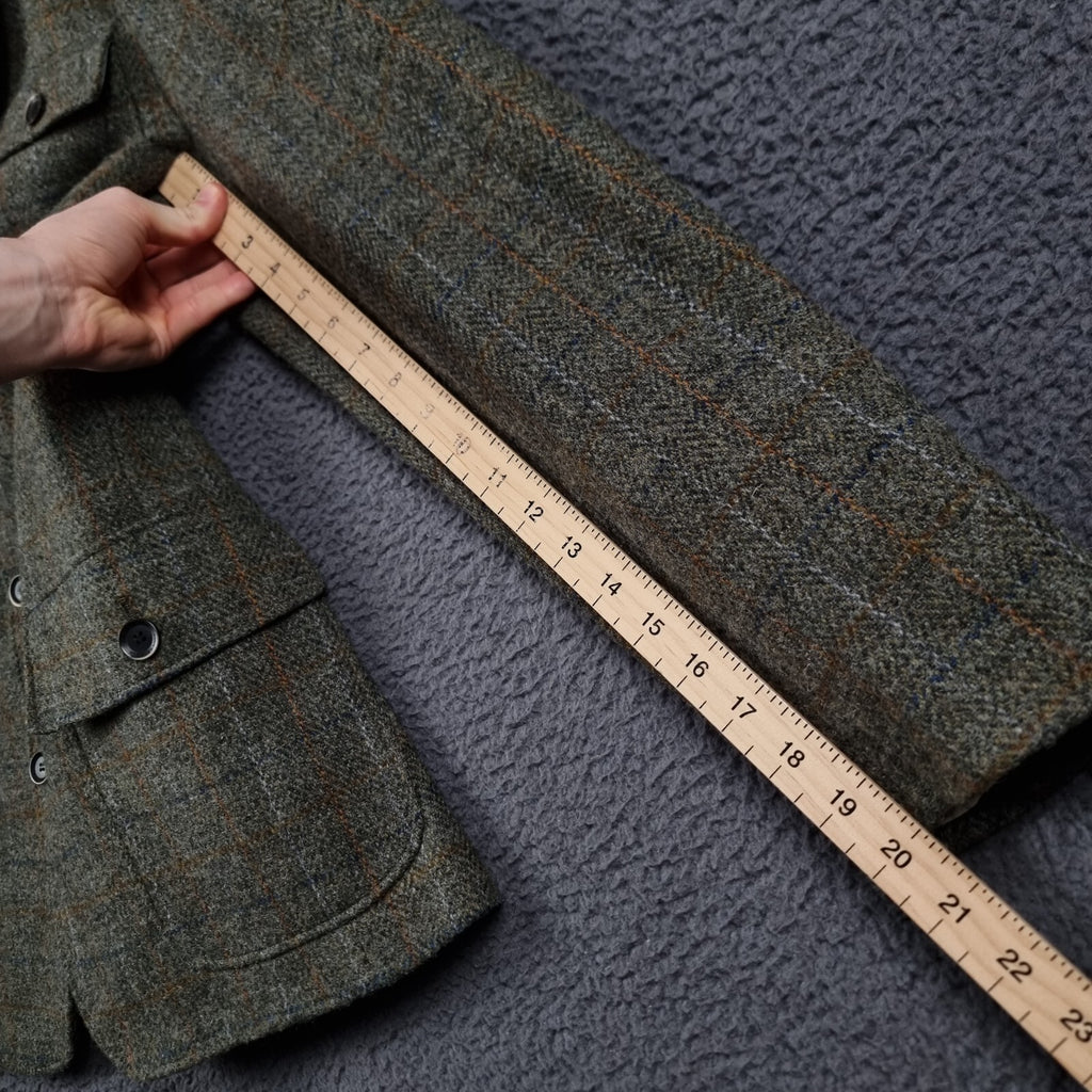 JOHN LEWIS HARRIS TWEED Jacket Mens 2XL Green Check Hunting Norfolk Blazer Wool