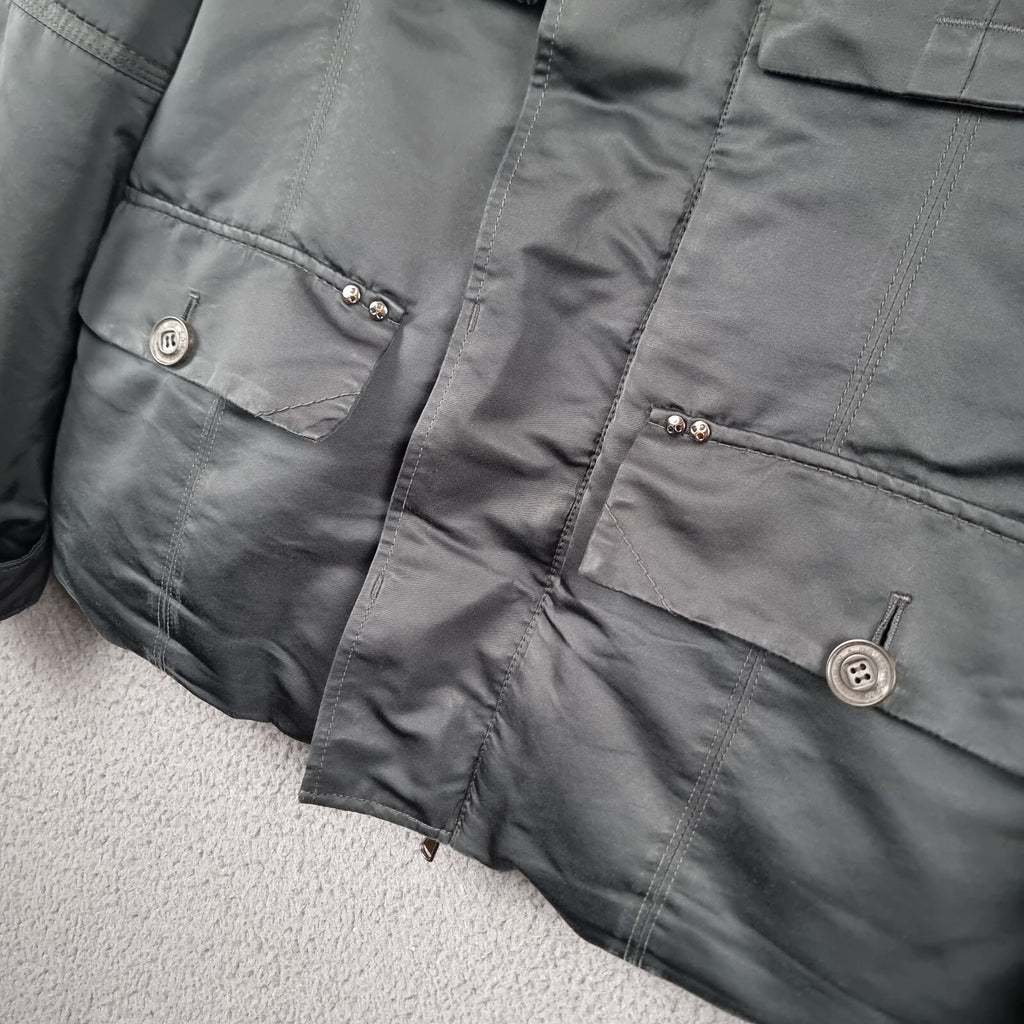 PEUTEREY Jacket Mens L Large 50 Black Goose Down Field Coat Military Collared
