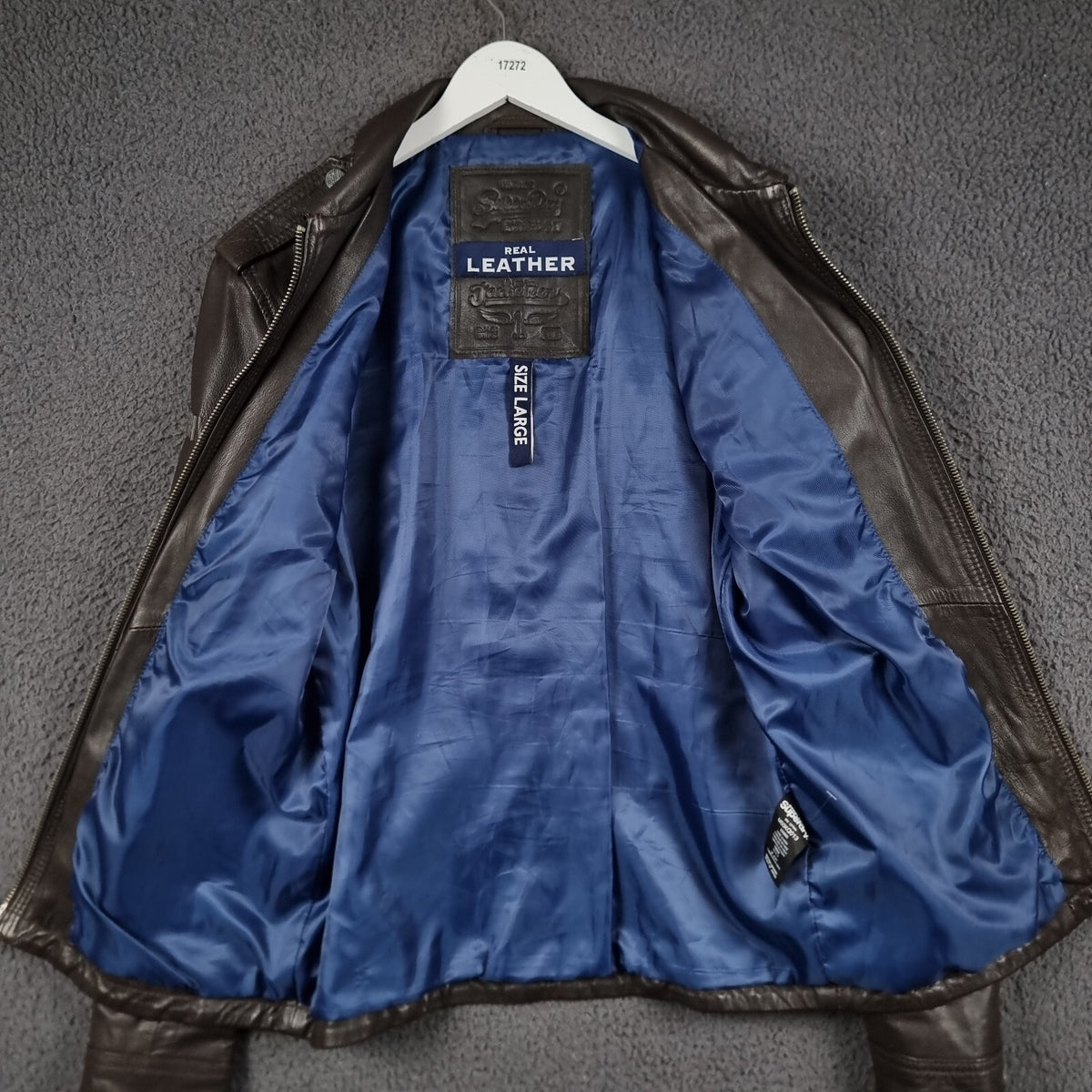 Superdry Leather Jacket Mens L Large Brown Hero Benjamin Biker Bomber Motorcycle