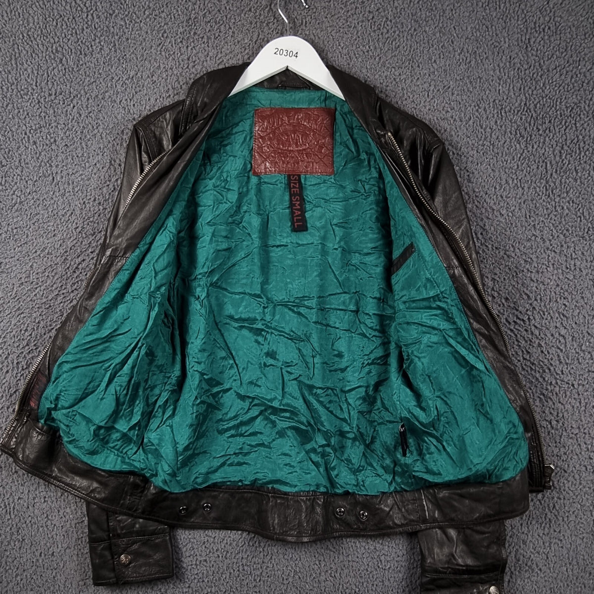 SUPERDRY Leather Jacket Mens S Small Brown Racer Biker Bomber Zip Speed Sport