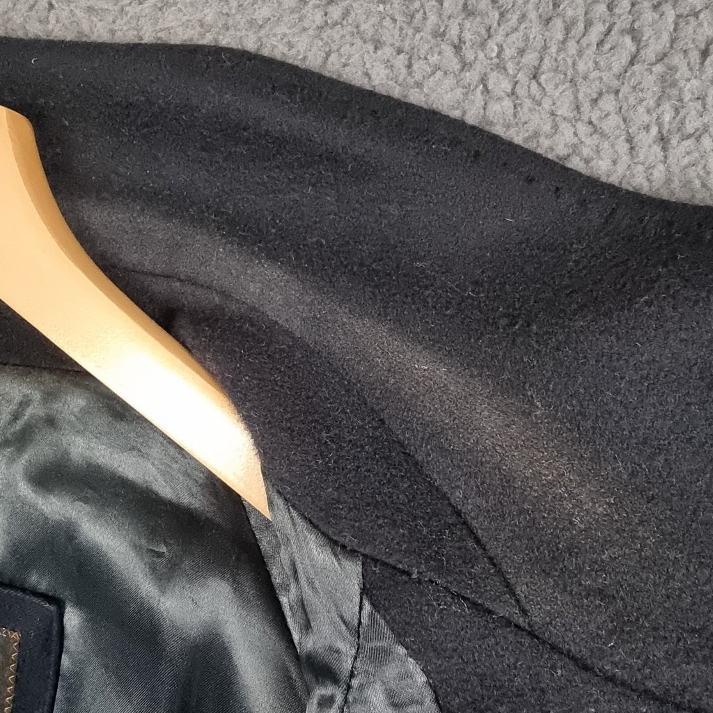 ERMENEGILDO ZEGNA Coat Mens 44 XL Navy Wool & Cashmere Long Trench Overcoat