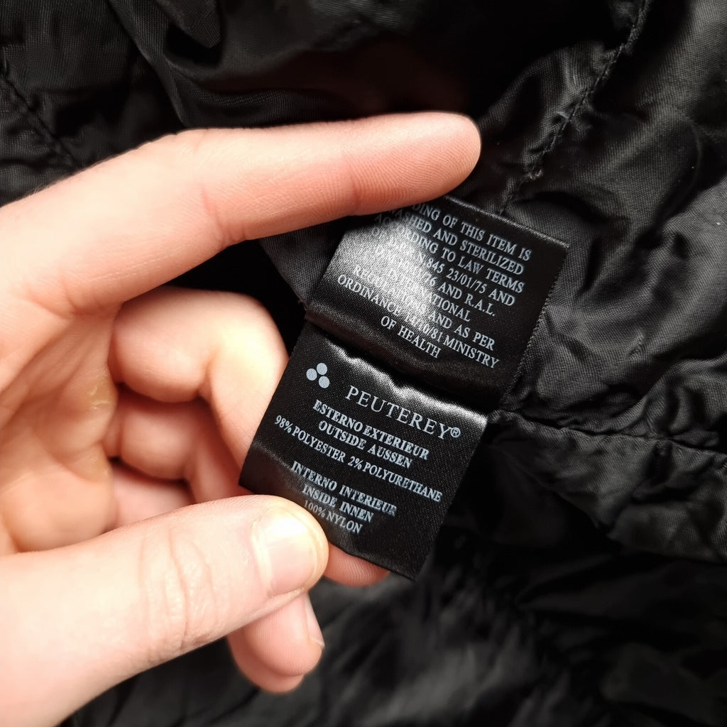 PEUTEREY Jacket Mens L Large 50 Black Goose Down Field Coat Military Collared